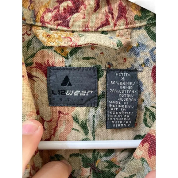 Vintage Lizwear Floral Denim Button-Up Cropped Jacket Size Small Petite - Picture 2 of 5